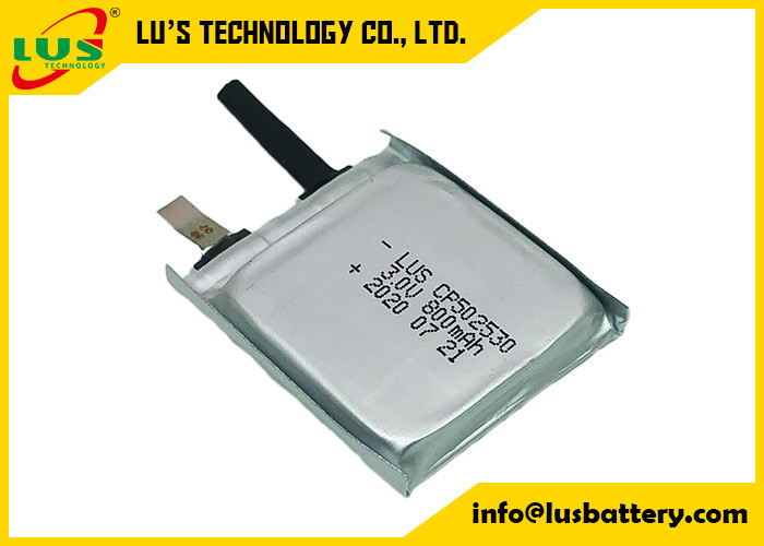 Εξαιρετικά λεπτός Limno2 μπαταριών CP502530 3V 800mAh επίπεδος τύπος μπαταριών λίθιου ιονικός επανακαταλογηστέος μη