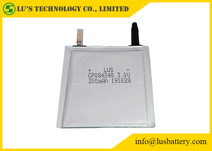 Εύκαμπτη συσκευάζοντας μπαταρία 3.0v 200mah CP084248 μαγγάνιου λίθιου για την ανιχνευτή έξυπνη ετικέτα