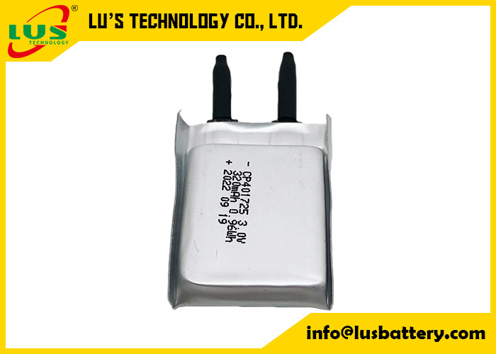 3.0V λεπτύντε την εύκαμπτη μπαταρία CP401725 320mah εξαιρετικά λεπτό Batteires για τις έξυπνες κάρτες