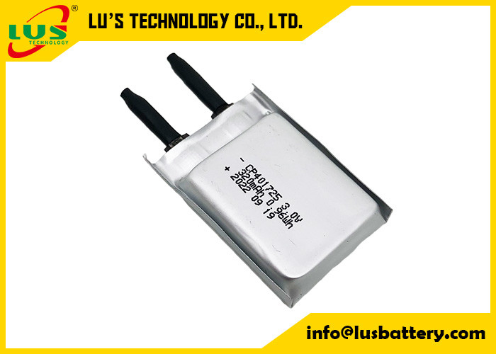 3.0V λεπτύντε την εύκαμπτη μπαταρία CP401725 320mah εξαιρετικά λεπτό Batteires για τις έξυπνες κάρτες