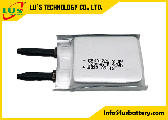3.0V λεπτύντε την εύκαμπτη μπαταρία CP401725 320mah εξαιρετικά λεπτό Batteires για τις έξυπνες κάρτες