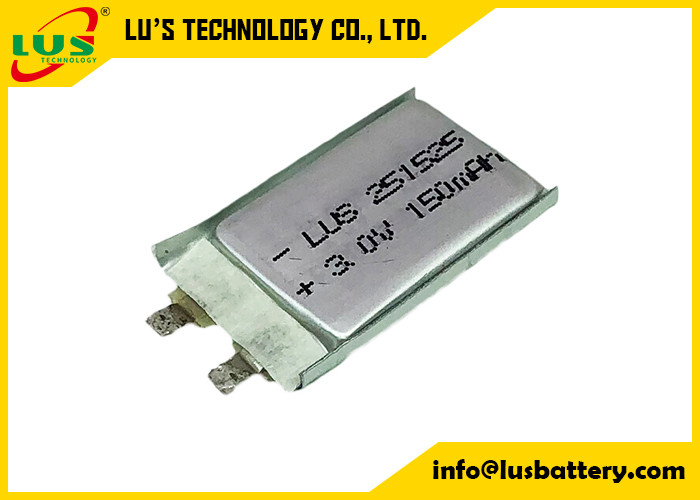CP251525 PTC κυττάρων σακουλών μπαταριών 3.0v 150mah Limno2 υψηλού ποσοστού ασφάλεια για τις εφαρμογές καρτών