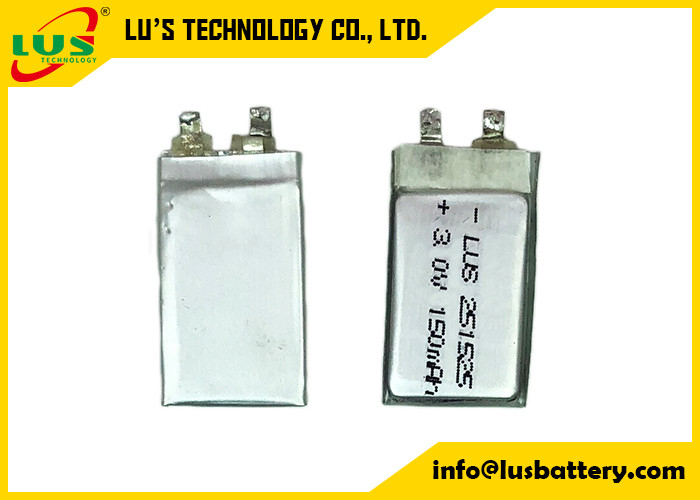 CP251525 PTC κυττάρων σακουλών μπαταριών 3.0v 150mah Limno2 υψηλού ποσοστού ασφάλεια για τις εφαρμογές καρτών