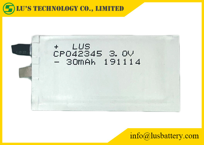 Κύτταρο CP042345 μπαταριών RFID λεπτό εξαιρετικά για την μπαταρία μπαταριών 3.0v 35mah limno2 λίθιου έξυπνων καρτών