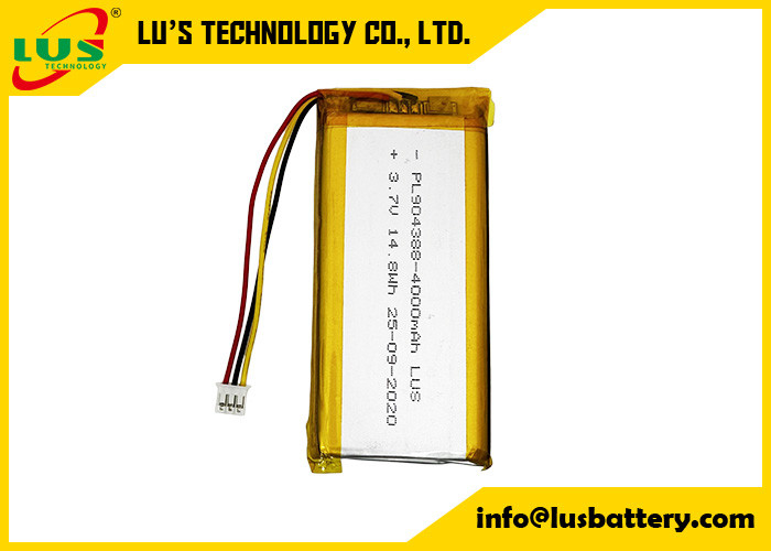 Λιθιοποιημένη μπαταρία πολυμερούς 3.7V 4000mAh LP904388 14.8Wh 3.7v 4000mah Λιθιοειδής μπαταρία 904388