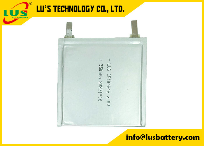 CP104848 3,0V 400mAh Limno2 Ultra Thin μη επαναφορτιζόμενη μαλακή μπαταρία λιθίου Li-Mno2 104848