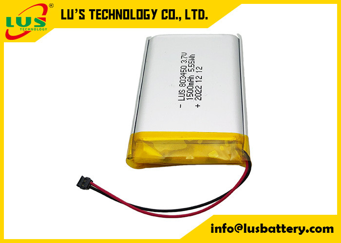 Λιθιοπολυμερή μπαταρία 1500mAh 5.55Wh LP803450 1500mAh 3.7V επαναφορτιζόμενη μπαταρία Li-πολυμερή LP803450