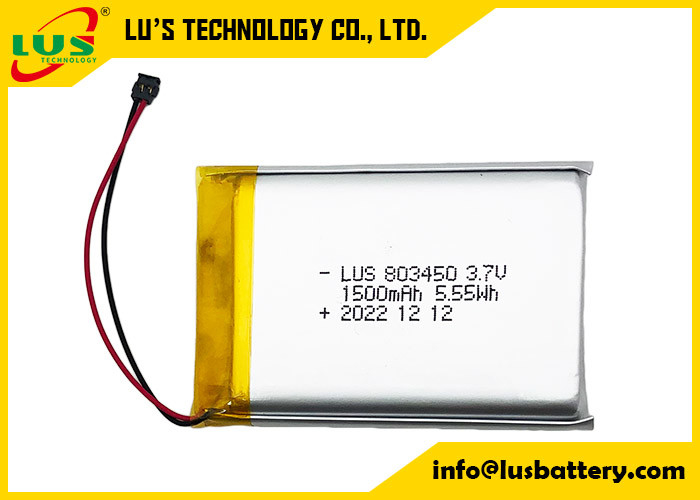 Λιθιοπολυμερή μπαταρία 1500mAh 5.55Wh LP803450 1500mAh 3.7V επαναφορτιζόμενη μπαταρία Li-πολυμερή LP803450