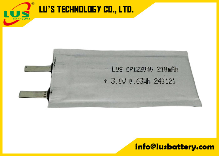 Cp123040 Ultra Thin Primary Lithium Battery 3.0 Volt 210mAh Li-Mno2 μπαταρία προσαρμογή