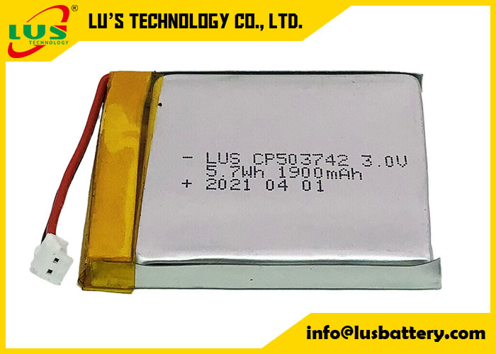 CP503742 3V 1900mAh Ειδικευμένη μπαταρία λιθίου λεπτών κυττάρων 3V