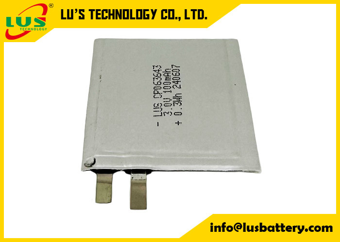 CP063643 3,0 volts 100mAh Μικρή μπαταρία λιθίου 3V CP063643 Υπεργύρης μπαταρία για IOT/RFID