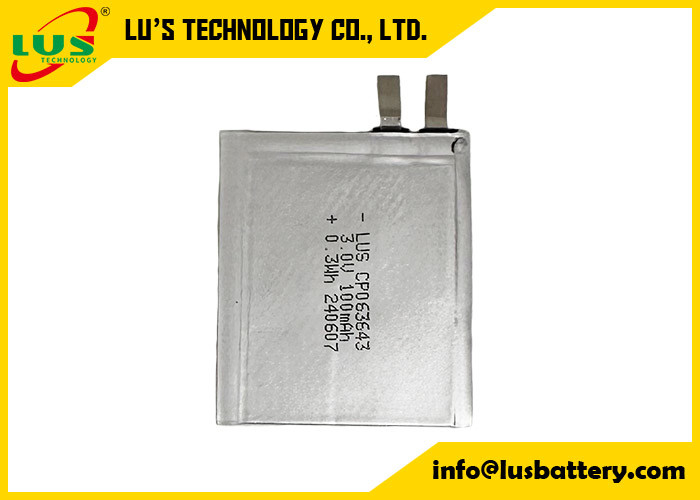 CP063643 3,0 volts 100mAh Μικρή μπαταρία λιθίου 3V CP063643 Υπεργύρης μπαταρία για IOT/RFID