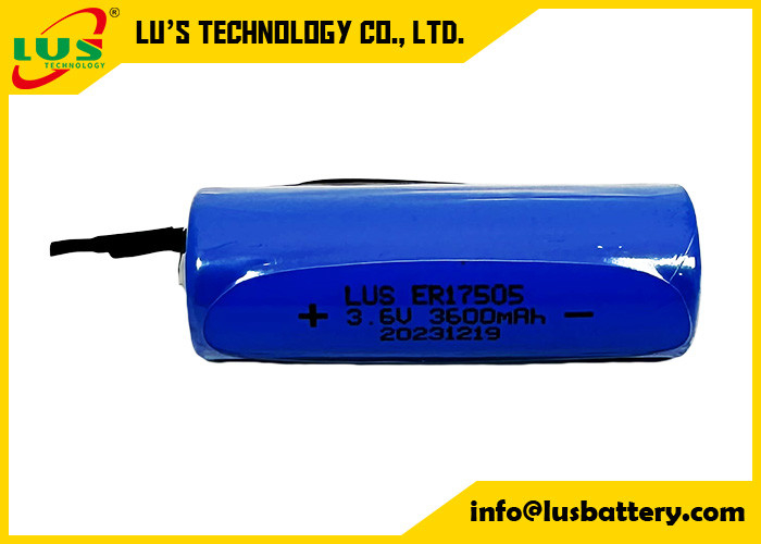 Μη επαναφορτιζόμενη μπαταρία 3600mAh 3.6 Volt ER17505 Λιθιοθυονυλοχλωριούχο μπαταρία προσαρμοσμένα τερματικά