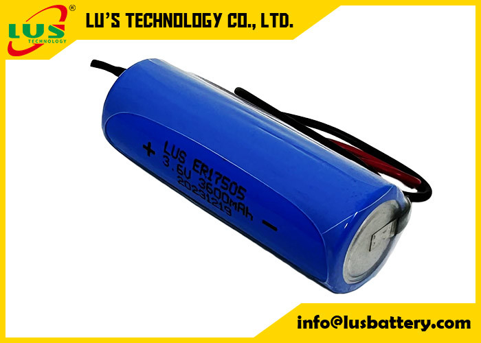 Μη επαναφορτιζόμενη μπαταρία 3600mAh 3.6 Volt ER17505 Λιθιοθυονυλοχλωριούχο μπαταρία προσαρμοσμένα τερματικά