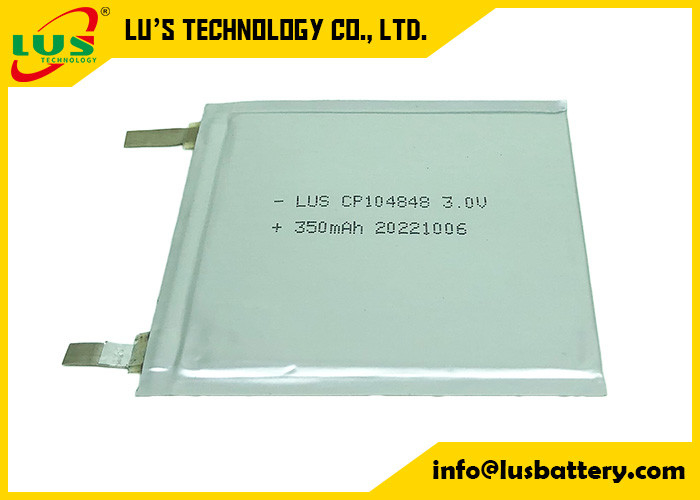 Η μπαταρία λεπτών κυψελών CP104848 3,0V 400mAh Li-MnO2 μπαταρία 3,0volt επίπεδη μπαταρία