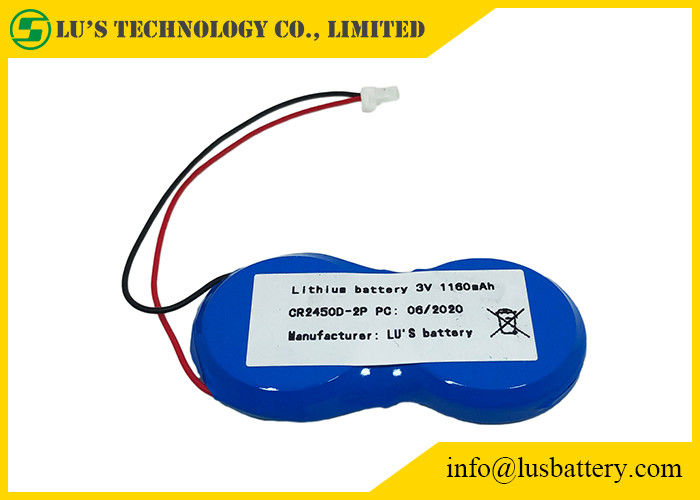 CR2450-2P κύτταρο 1200mah 3.0v νομισμάτων λίθιου κουμπιών με το συνδετήρα καλωδίων JST