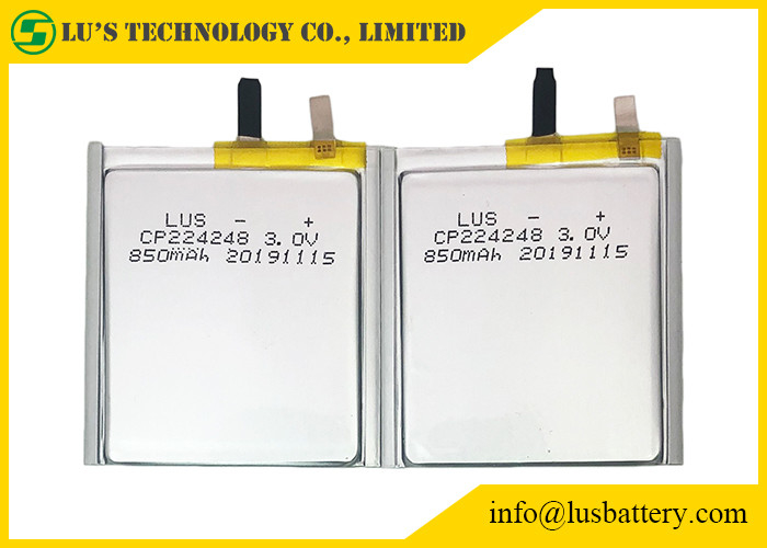 3.0v 850mah λεπταίνουν την μπαταρία LimnO2 CP224248 κυττάρων για τις ετικέττες Bluetooth