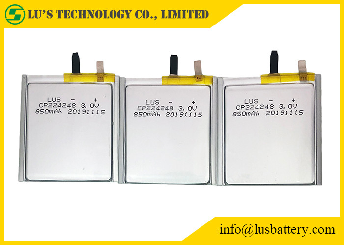 3.0v 850mah λεπταίνουν την μπαταρία LimnO2 CP224248 κυττάρων για τις ετικέττες Bluetooth