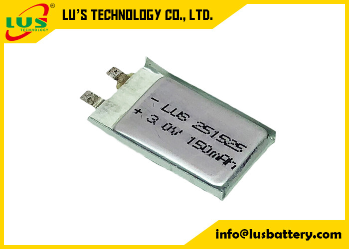 Το επίπεδο λι Po μπαταριών CP251525 3.0v 150mah διοξειδίου μαγγάνιου λίθιου λεπταίνει εξαιρετικά την μπαταρία